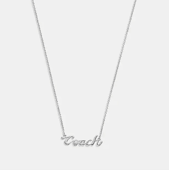 Coach Logo Script Silver Necklace - Picture 4 of 5